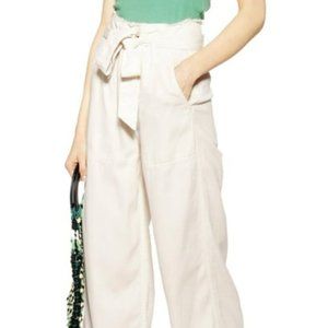 Topshop Belted Paperbag Wide Leg Cropped Pants